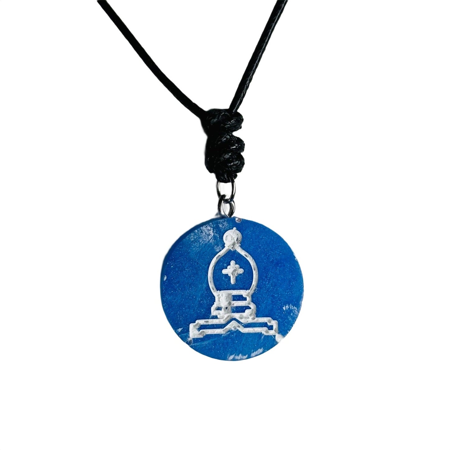 🎁 Blue Bishop - Handmade Resin Chess Necklace (100% off)