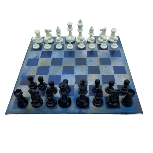 Smooth Blue - Painted Chess Set