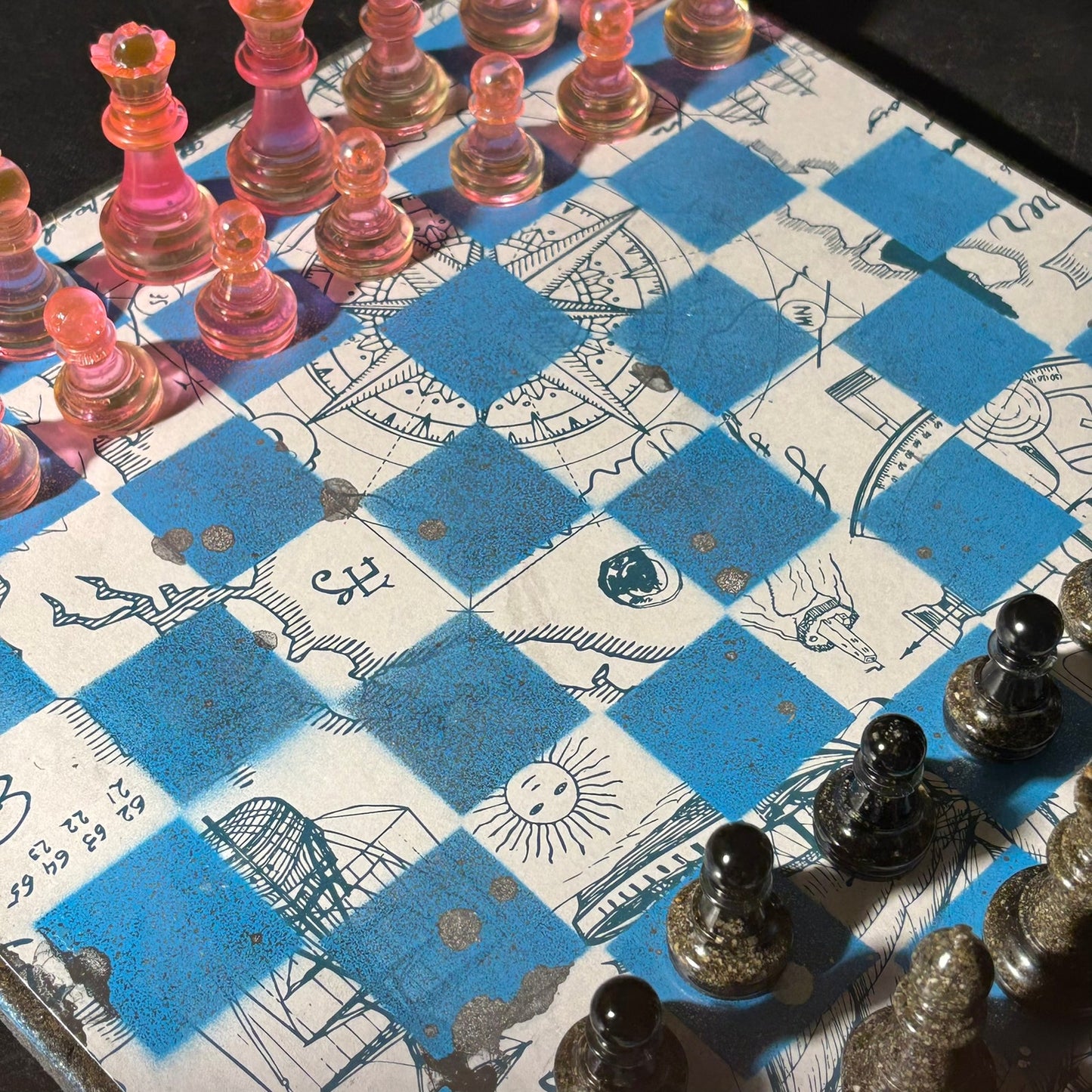 Seas Blue Explorer- Scrapbook Chess Set