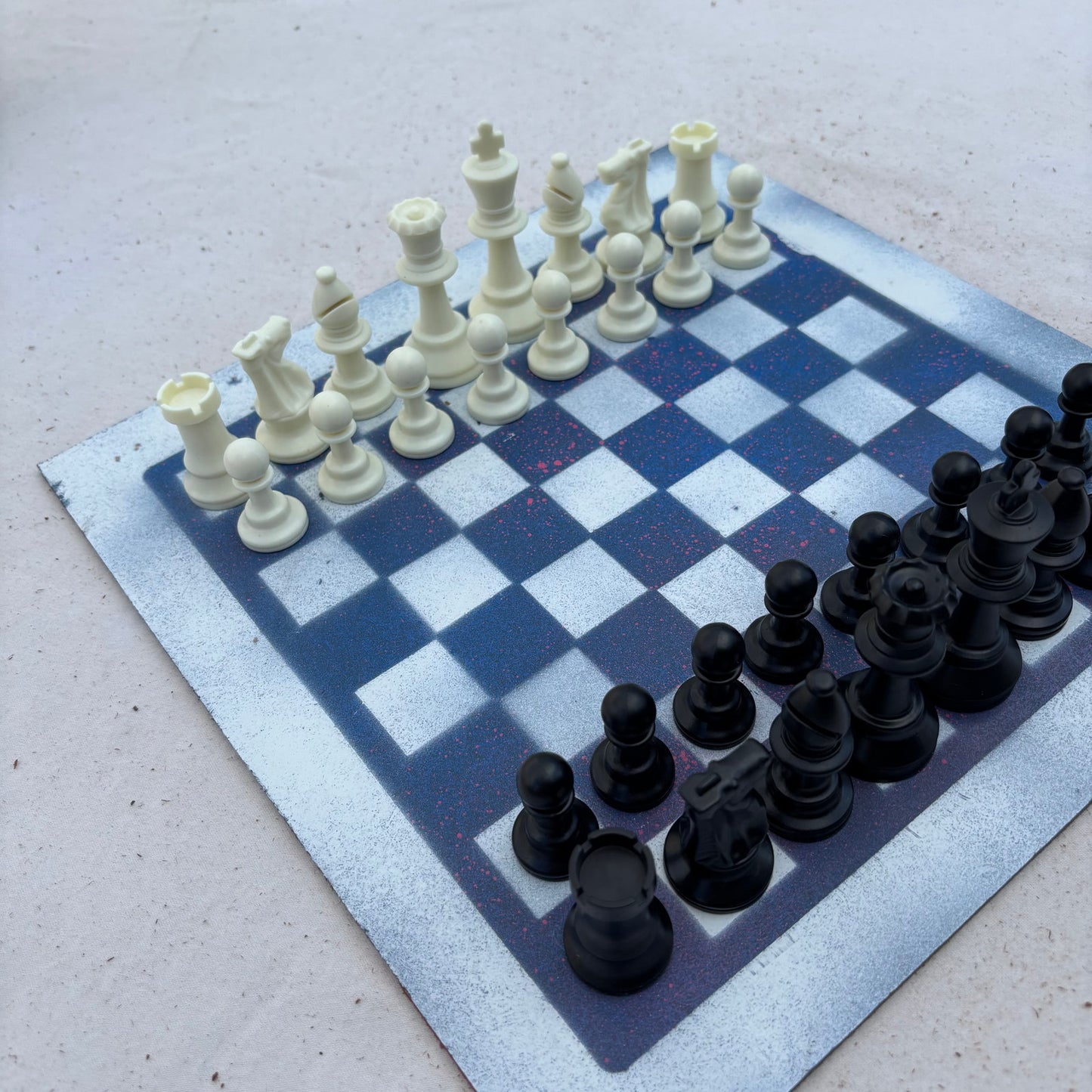 Blue & White - Painted Chess Set