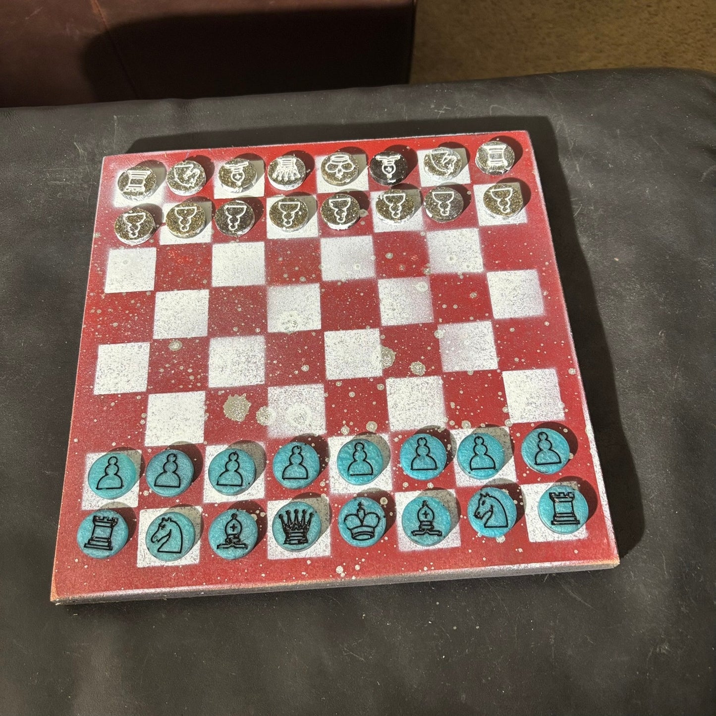 Red Chrome Drip - Painted Chess Set