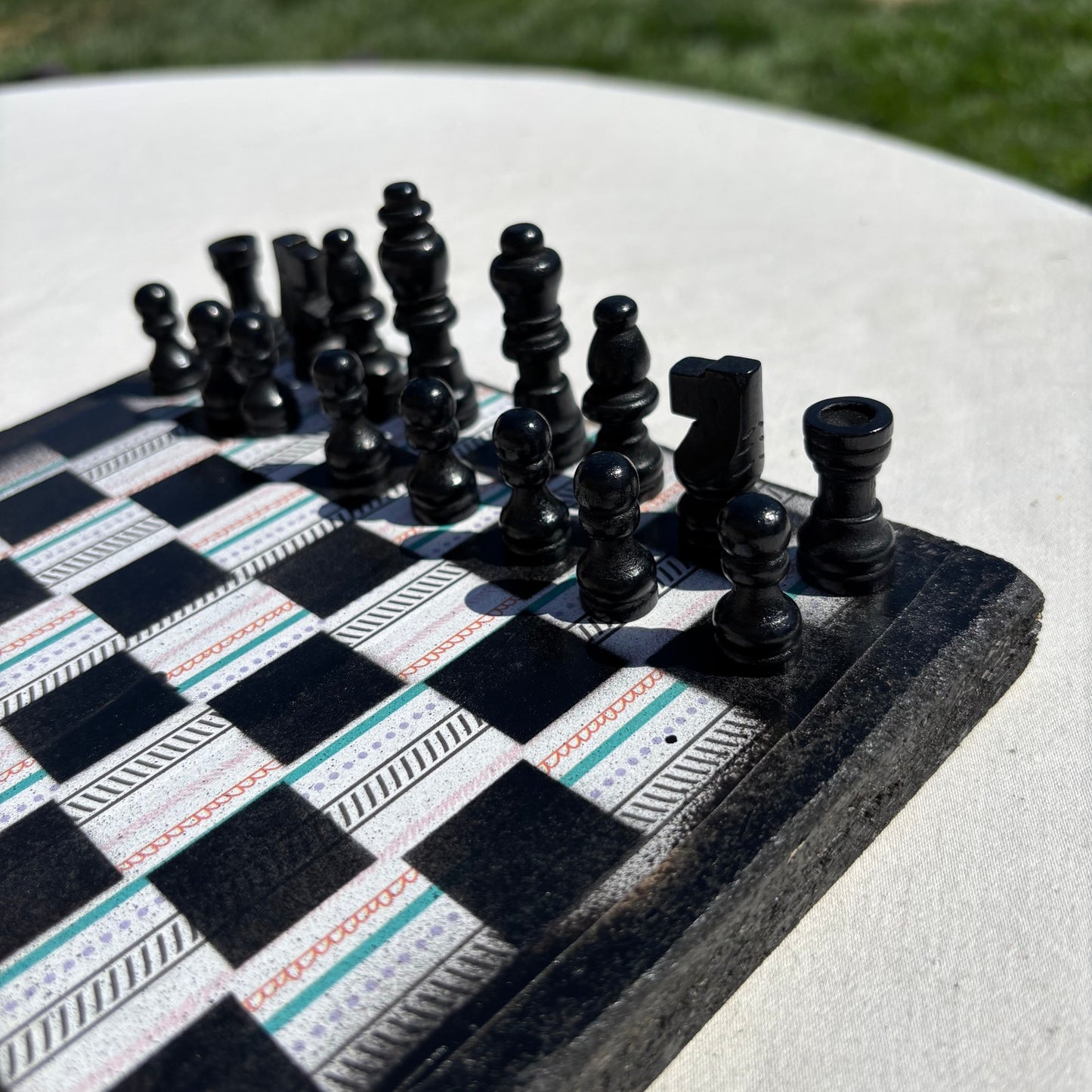 Vintage Lined Pattern - Scrapbook Chess Set