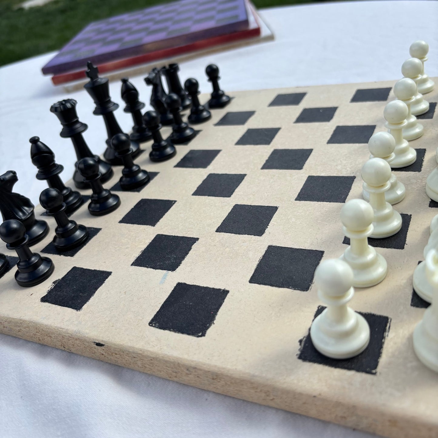 Cream & Black - Painted Chess Set