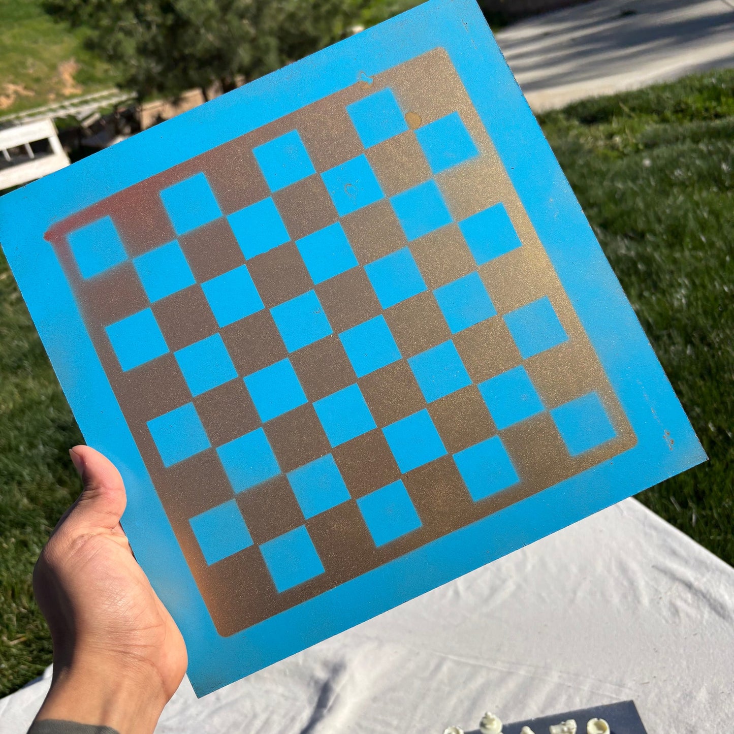 Golden Blue - Painted Chess Set