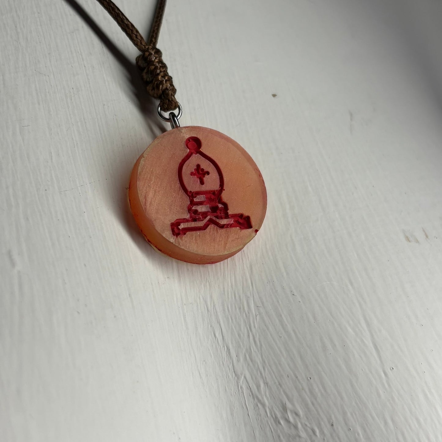 Hot Orange Bishop - Handmade Resin Chess Necklace
