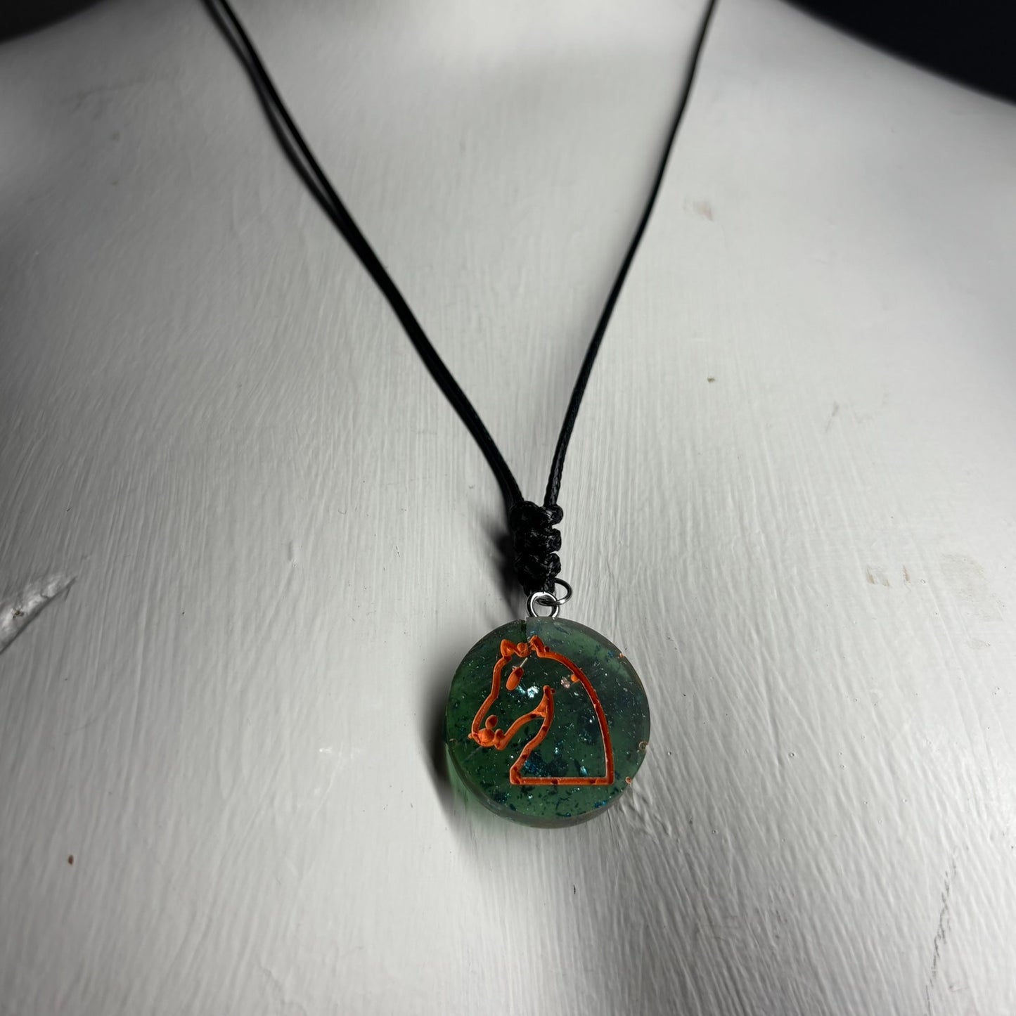 Green Forest Knight - Handmade Resin Chess Necklace