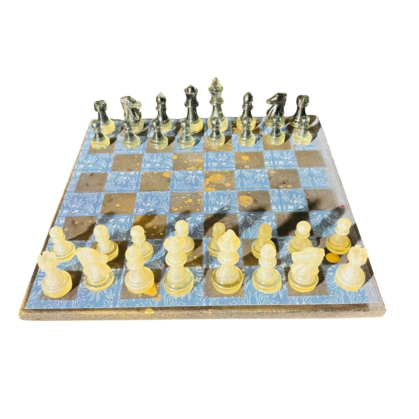 Vintage Golden Blue - Scrapbook Chess Set