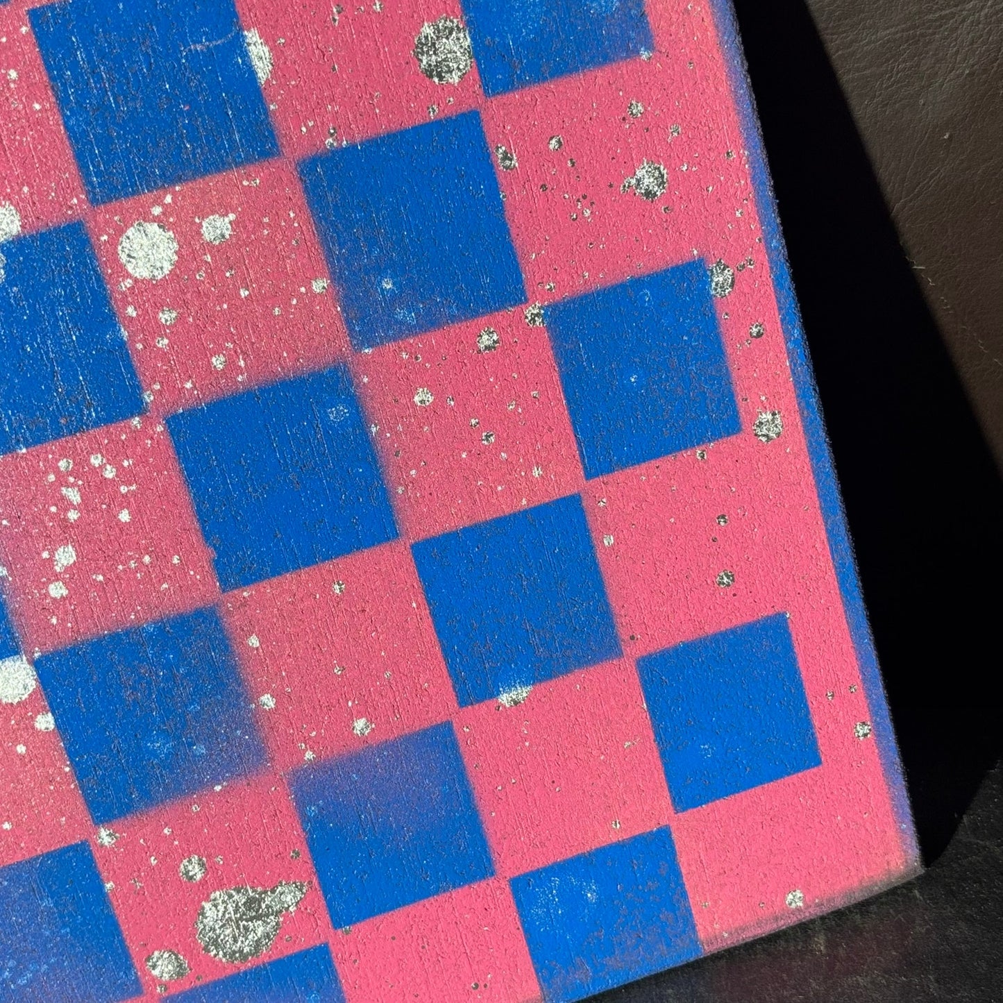 Pink & Blue Splatter - Painted Chess Board