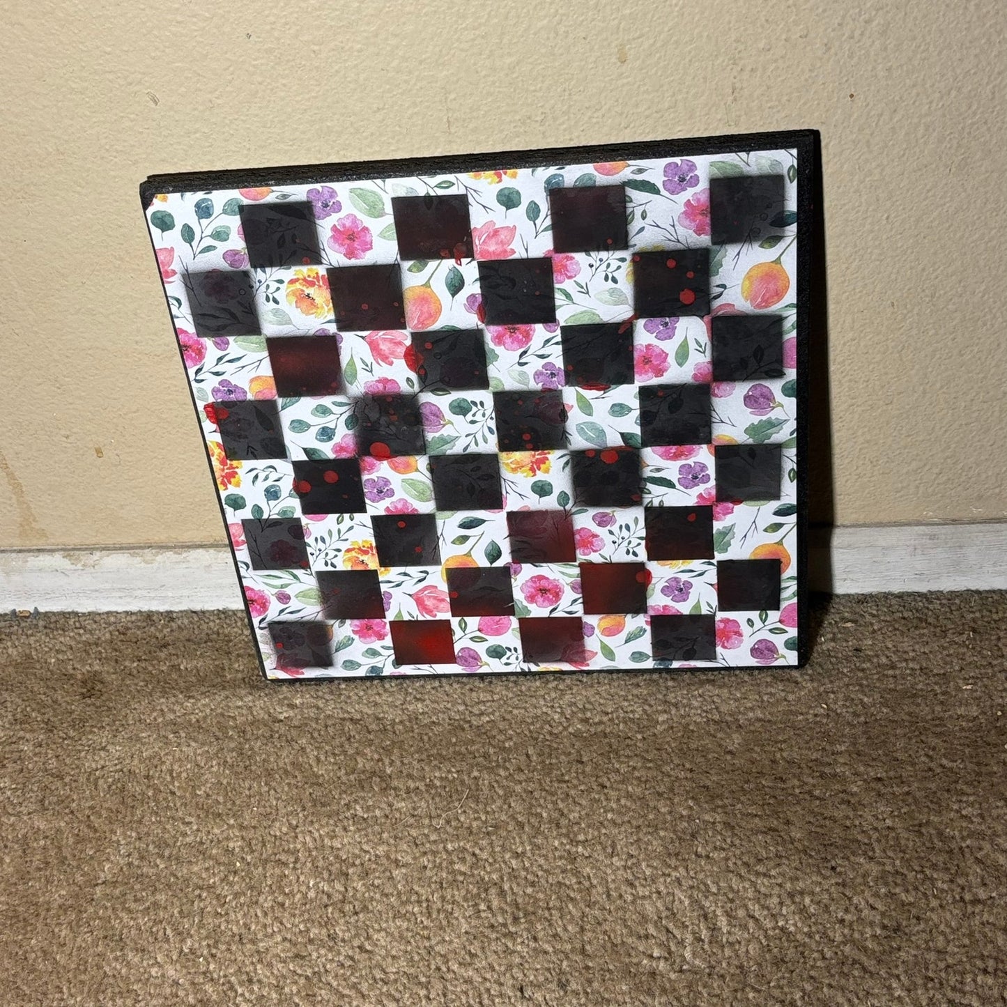 Colorful Flowers Splash - Scrapbook Chess Board