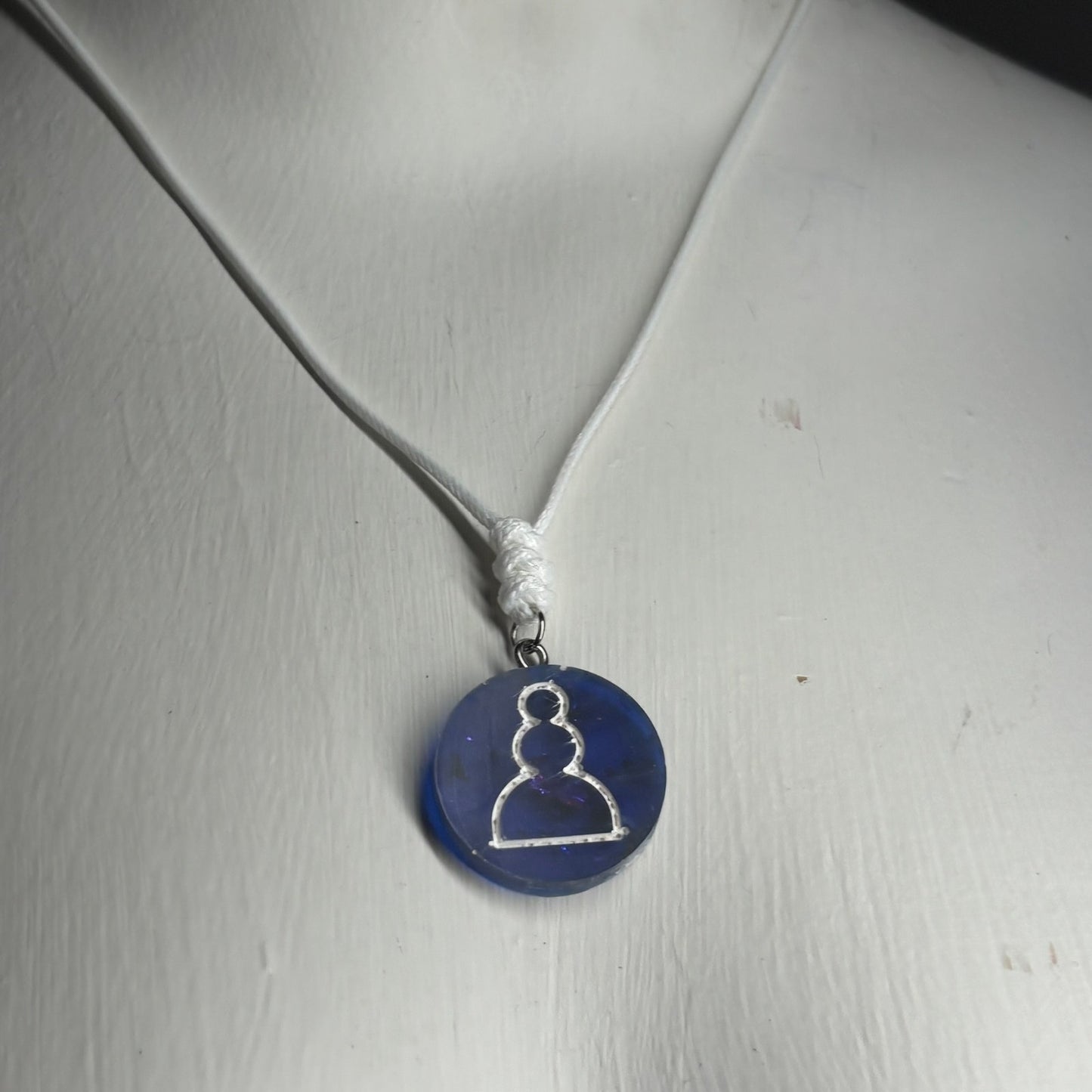 Blue Pawn - Handmade Resin Chess Necklace