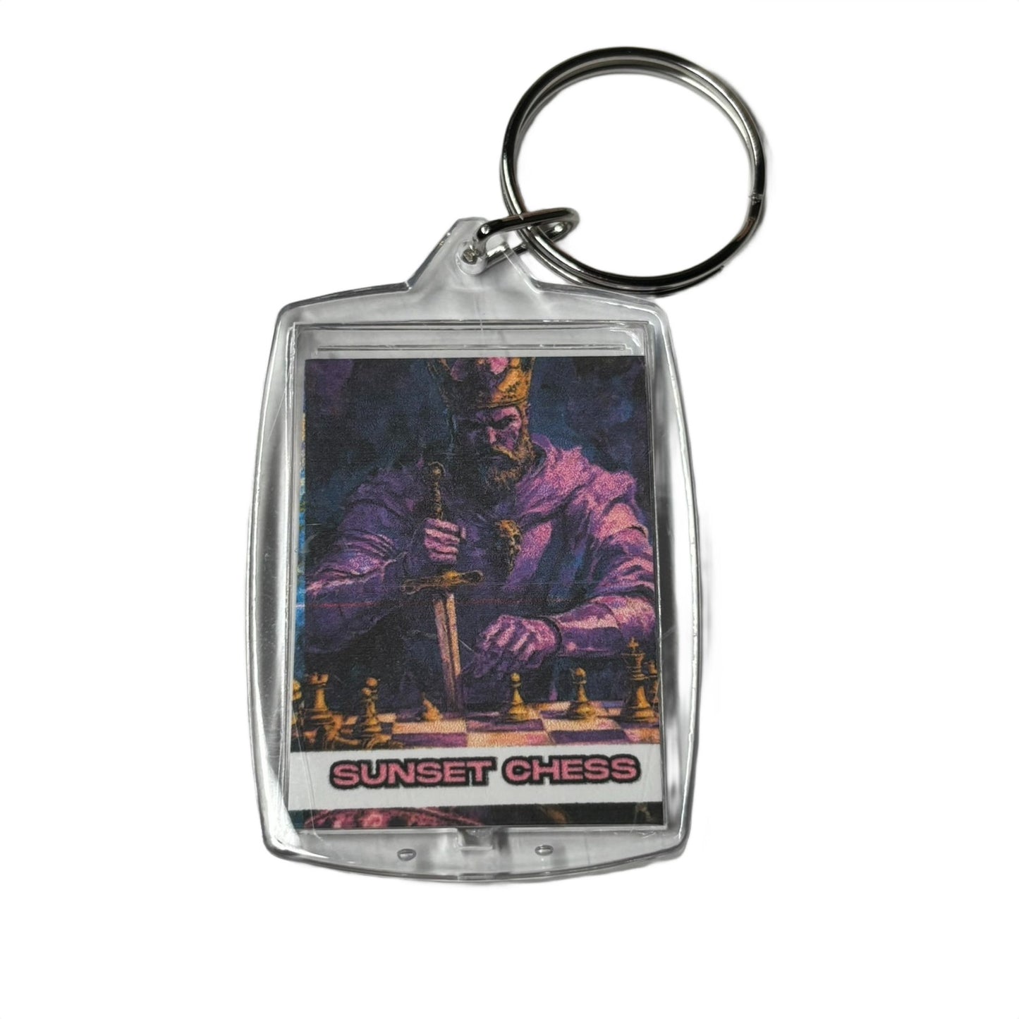 The Purple King - Sunset Chess Photo Keychain