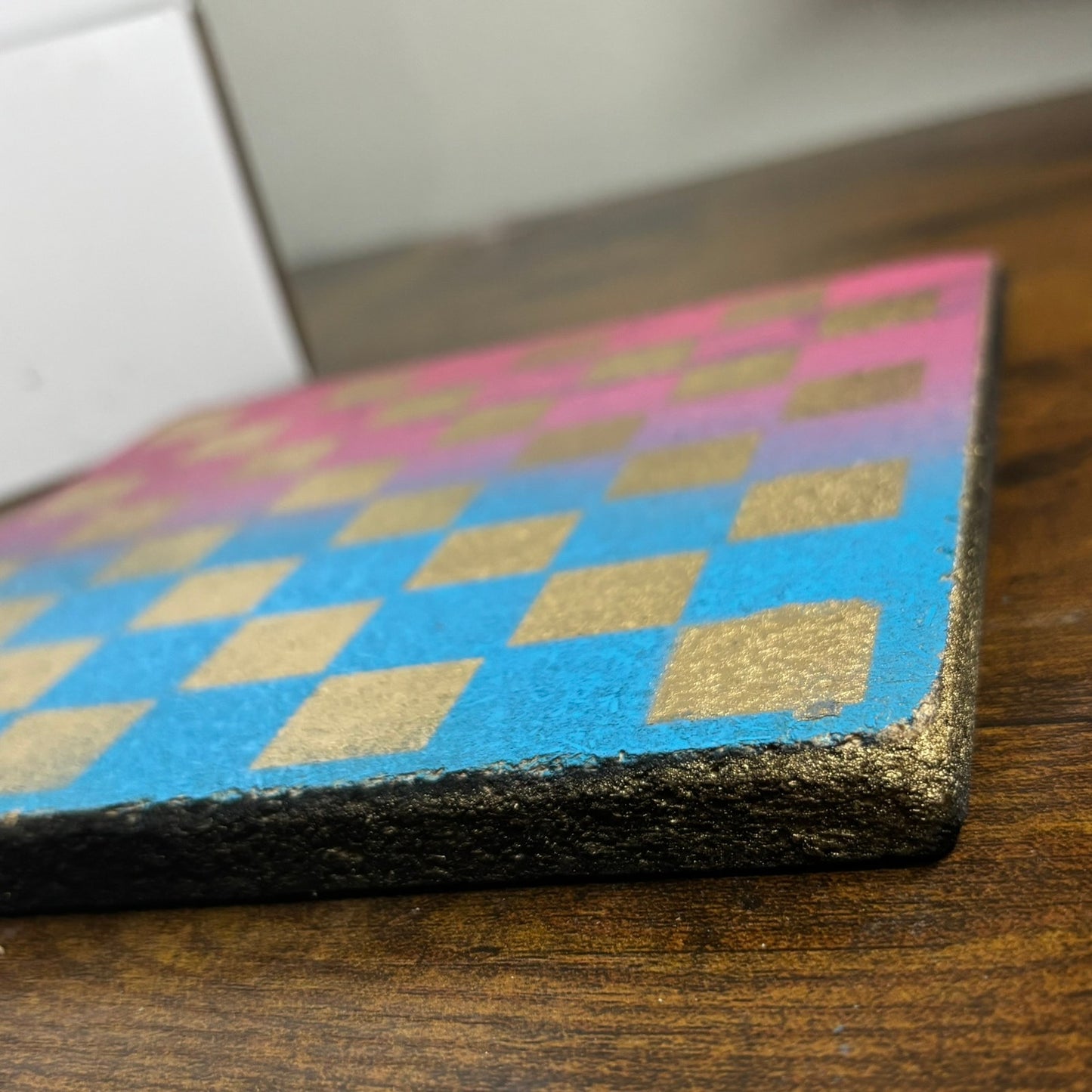Pink & Blue Gold - Painted Double Sided Chess Board