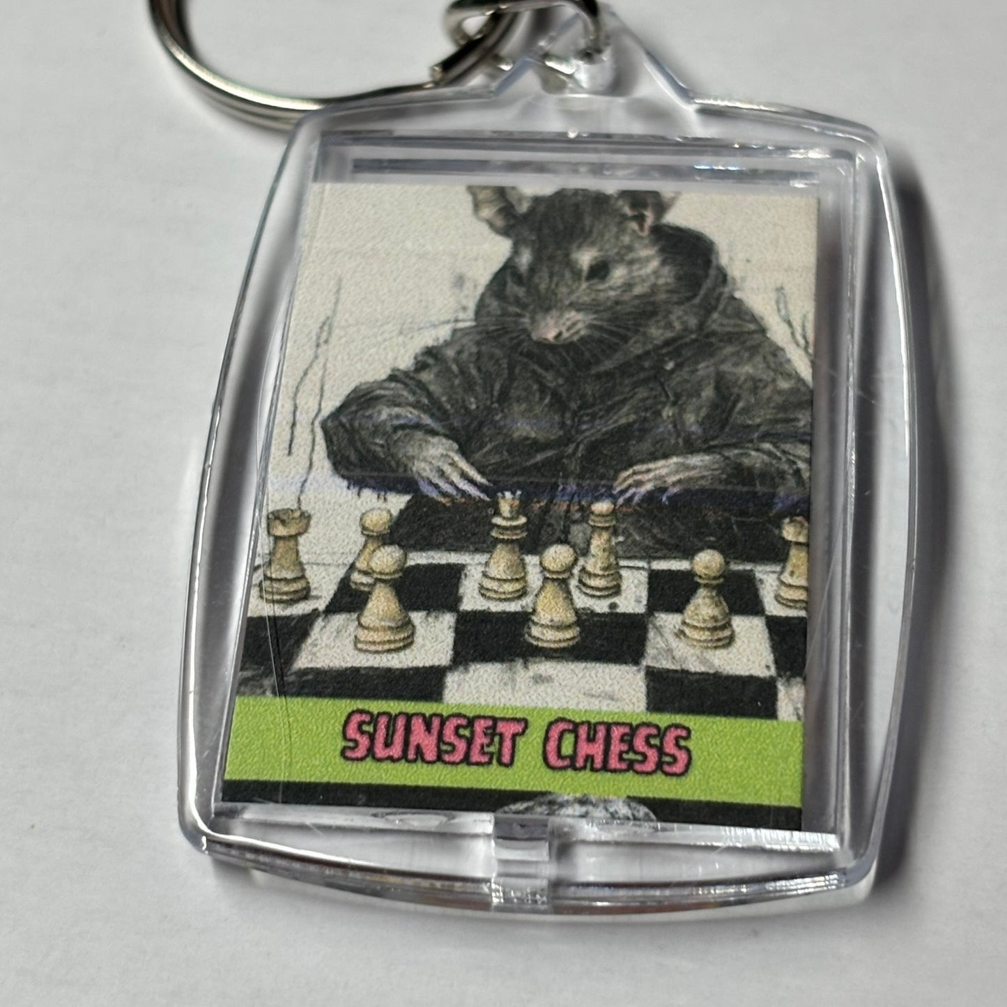 Mouse Attack - Sunset Chess Photo Keychain