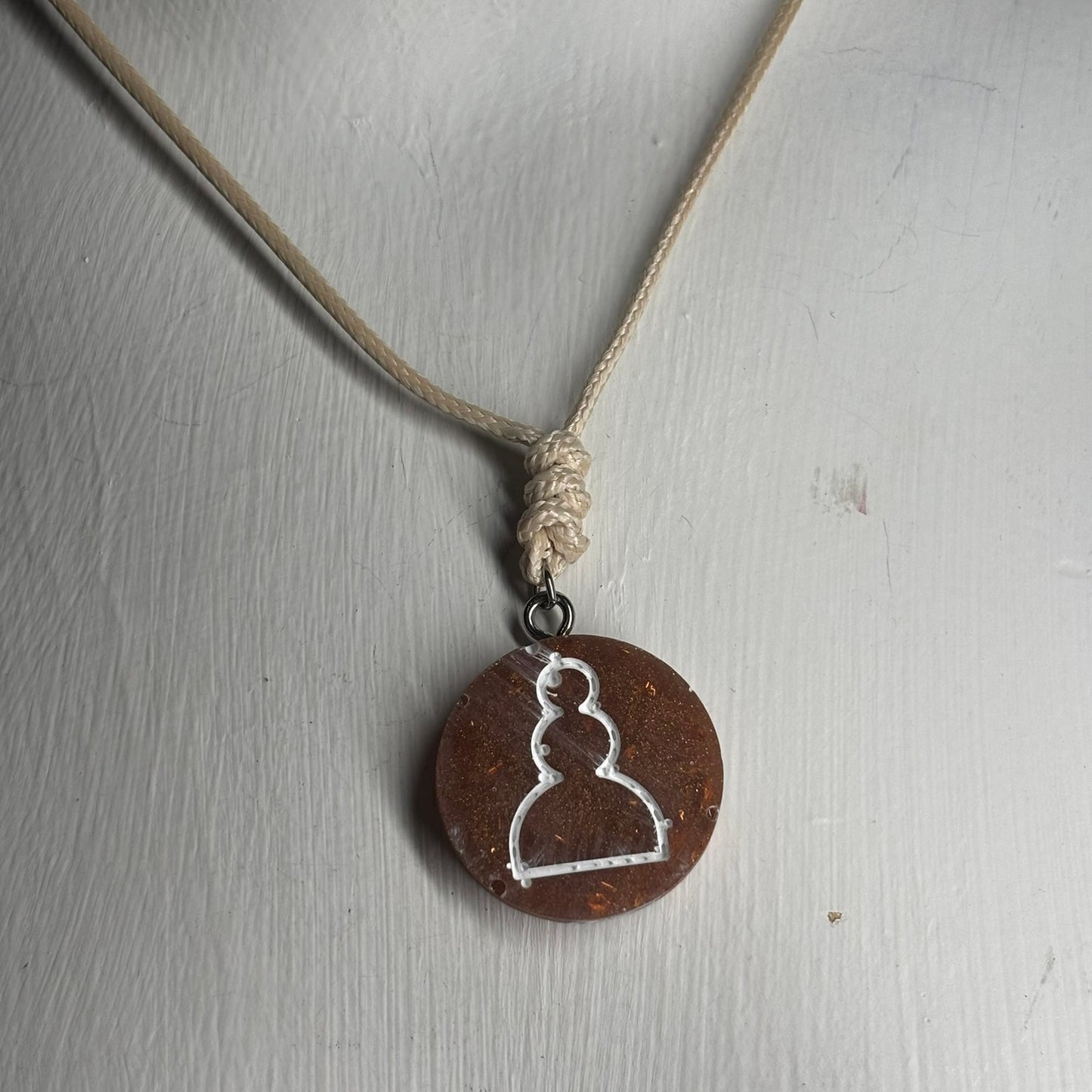 Coffee Brown Pawn - Handmade Resin Chess Necklace
