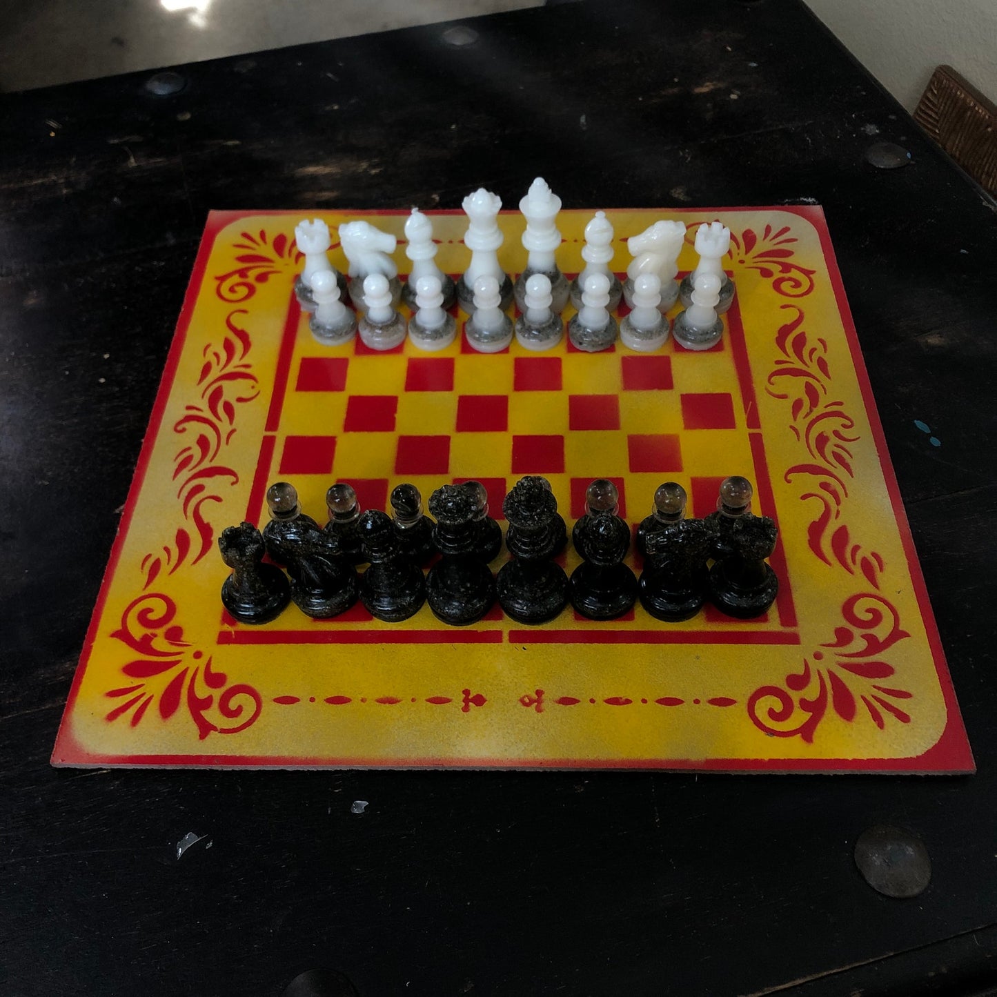 Royal Yellow & Red - Painted Chess Set
