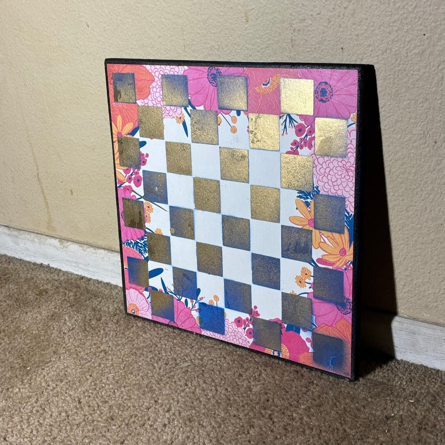 Pink Golden Blue - Scrapbook Chess Board