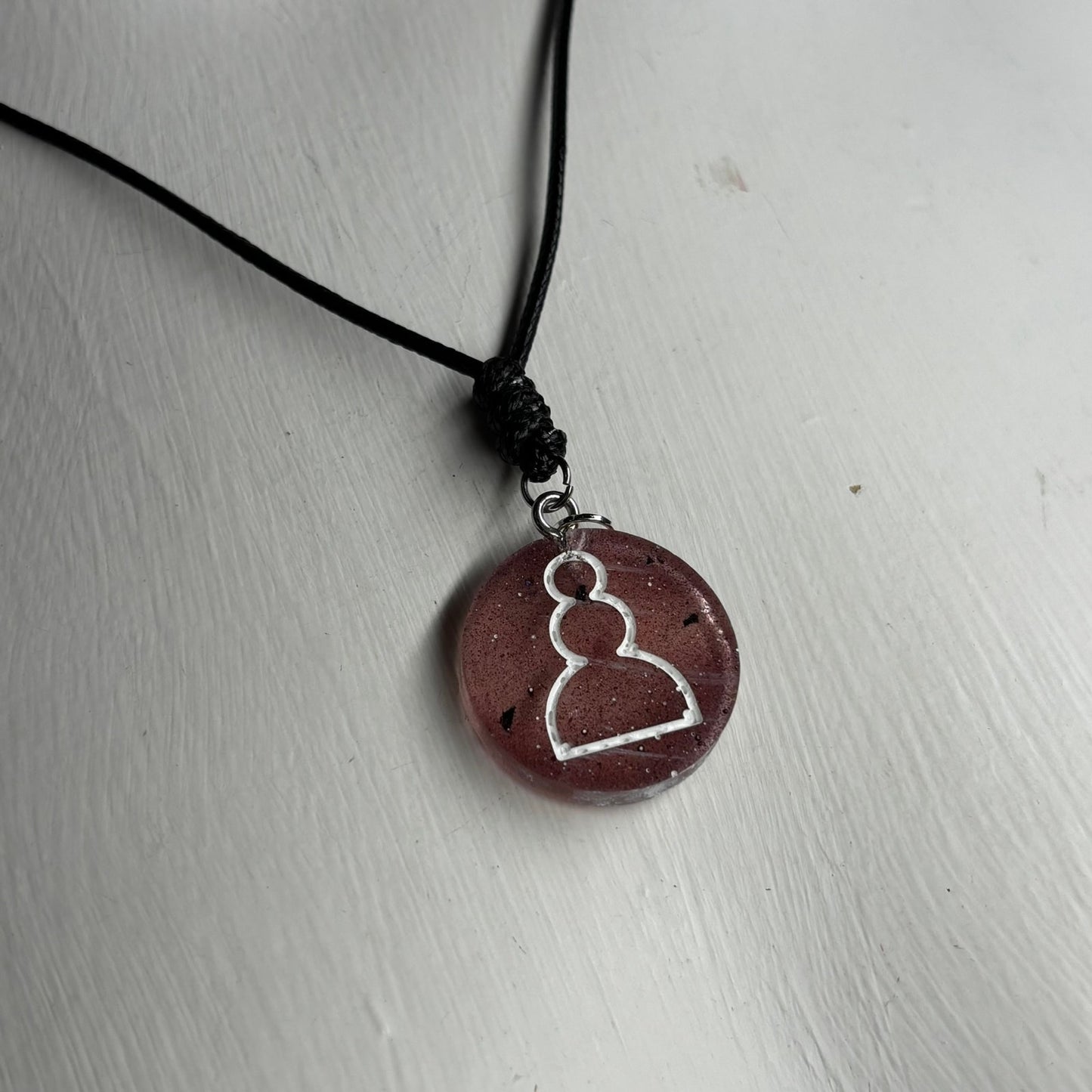 Violet Red Pawn - Handmade Resin Chess Necklace