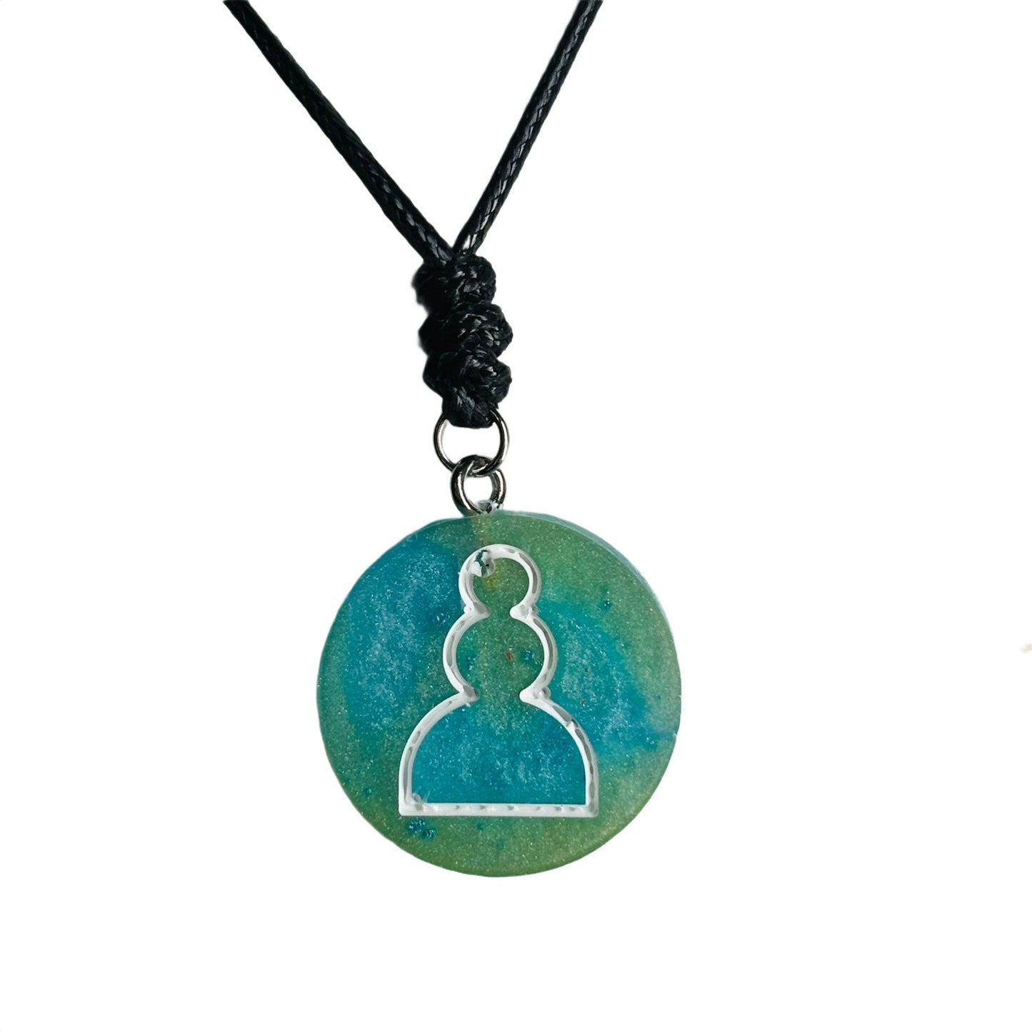 🎁 Aqua Pawn - Handmade Resin Chess Necklace (100% off)