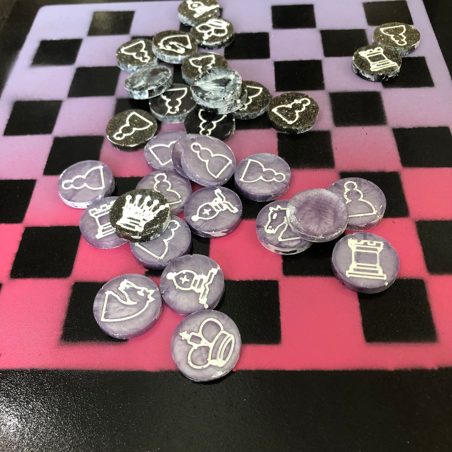 Stealth Purple/Pink - Painted Chess Set