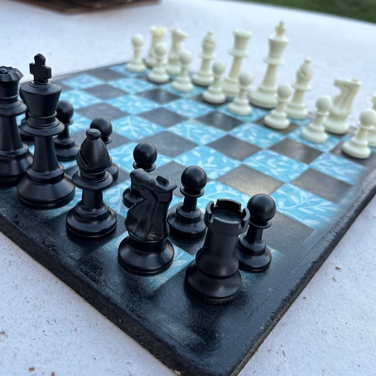 Blue Flower - Scrapbook Chess Set