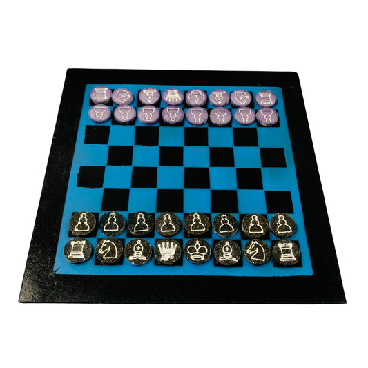 Blue & Black - Painted Chess Set