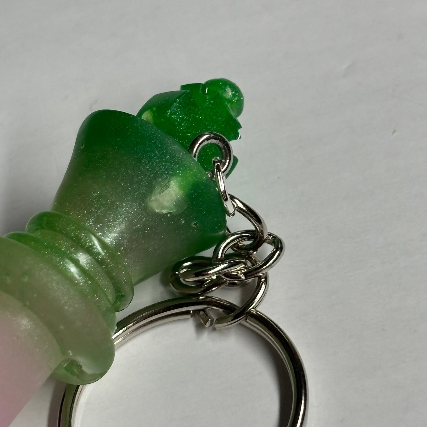 Tropical Pink/Green - Handmade Resin Keychain