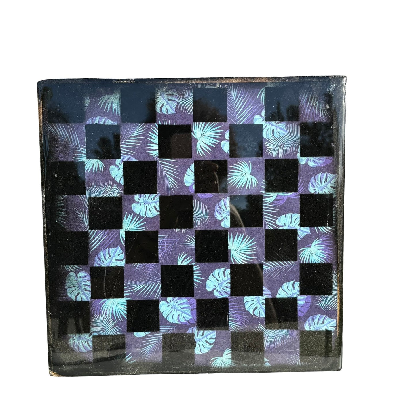 Blue Palms - Resin Coated Chess Board