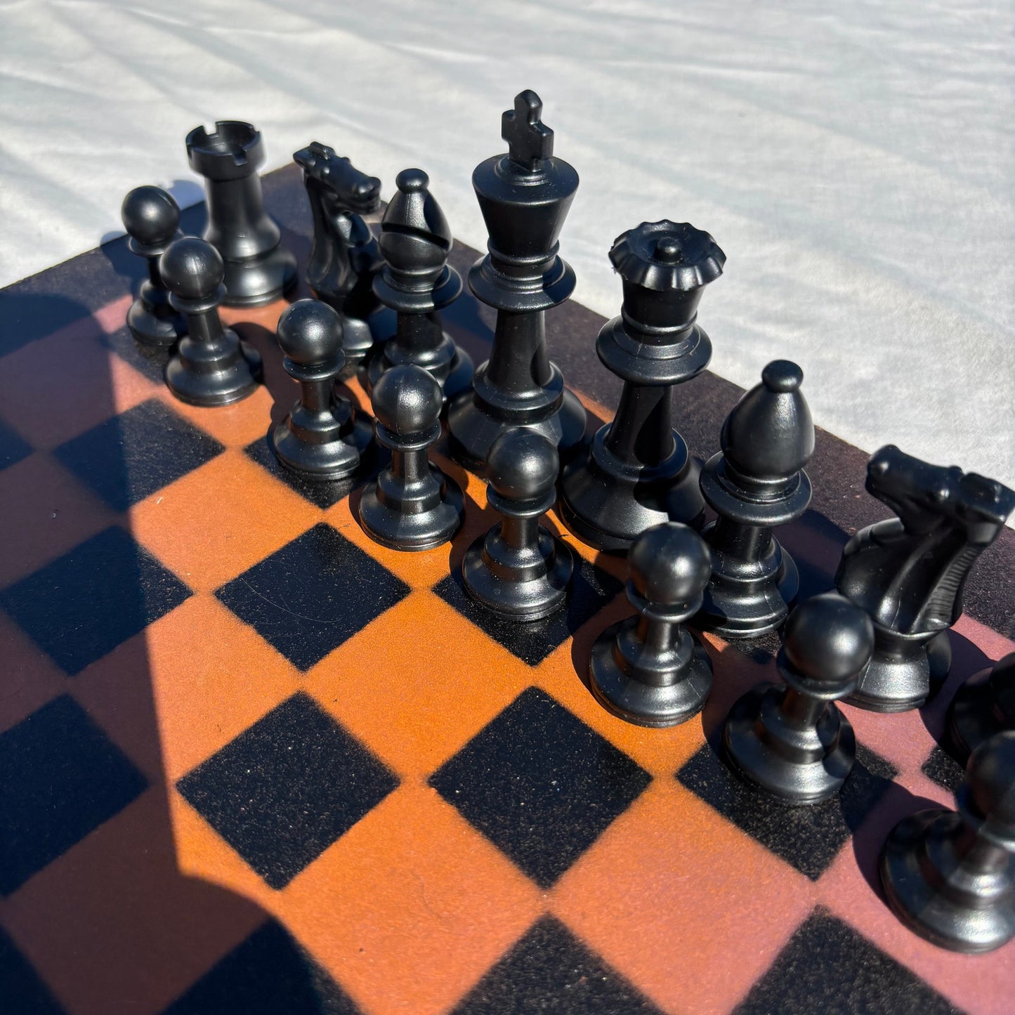 Orange & Black - Painted Chess Set