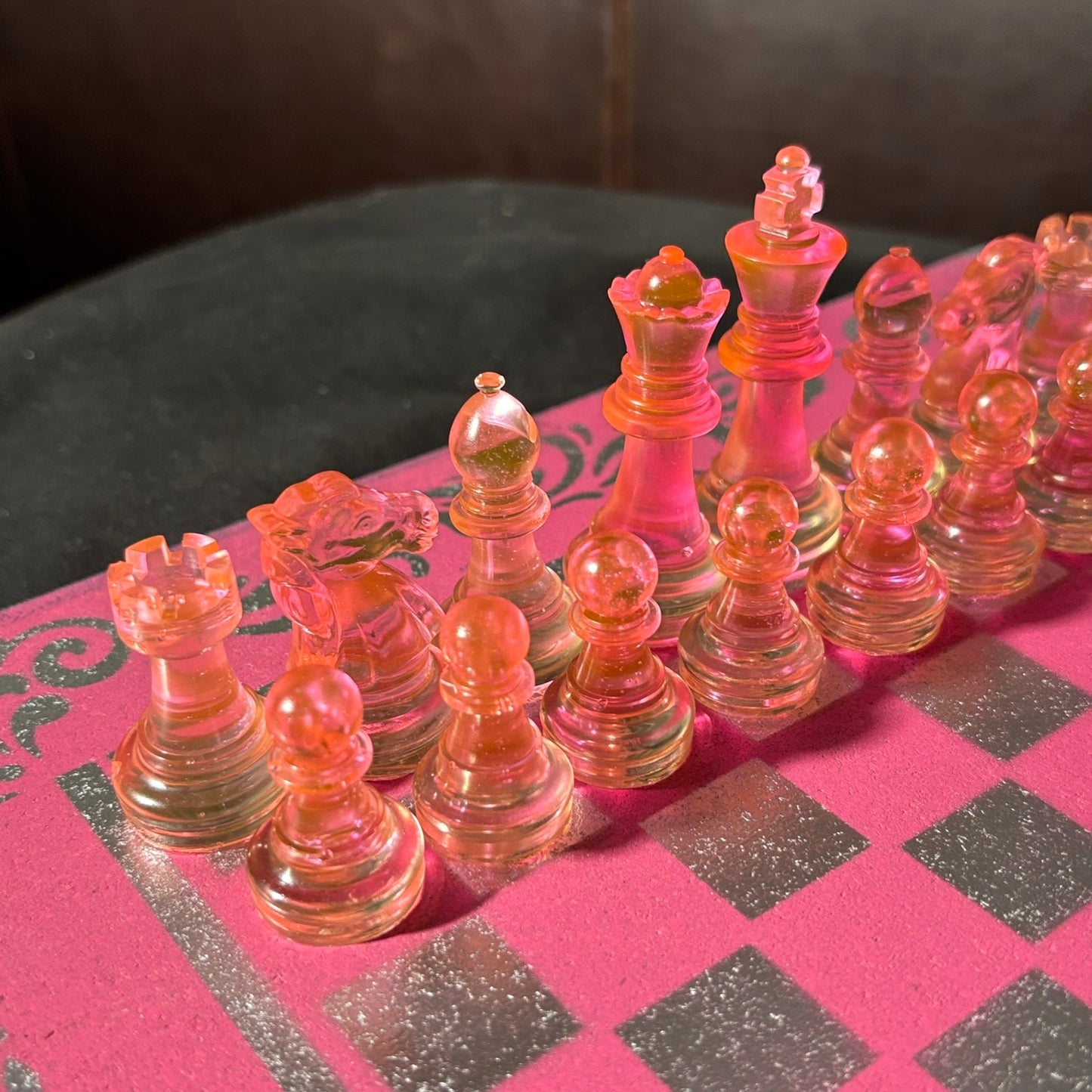Chrome Pink - Painted Chess Set