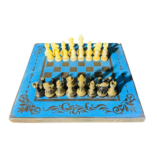Supreme Blue & Black - Painted Chess Set