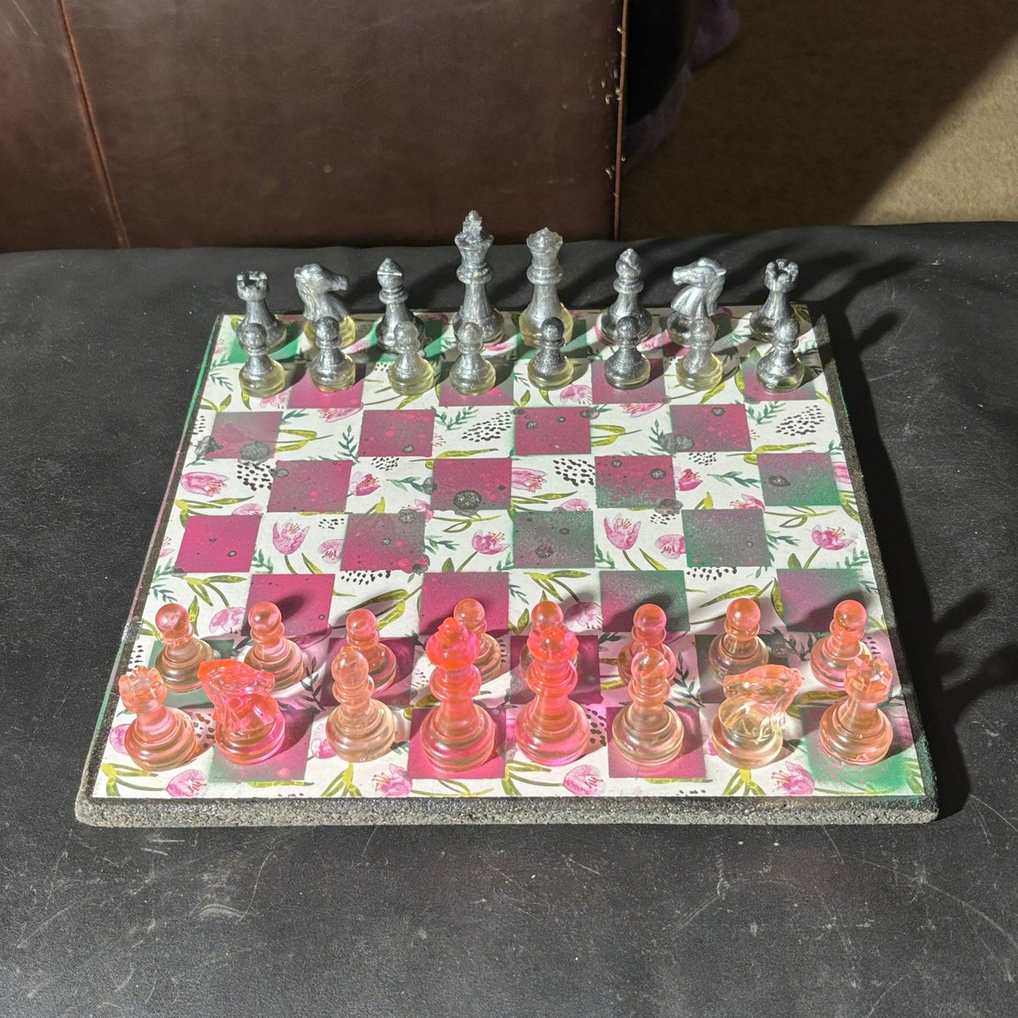 Vibrant Pink Lush - Scrapbook Chess Set