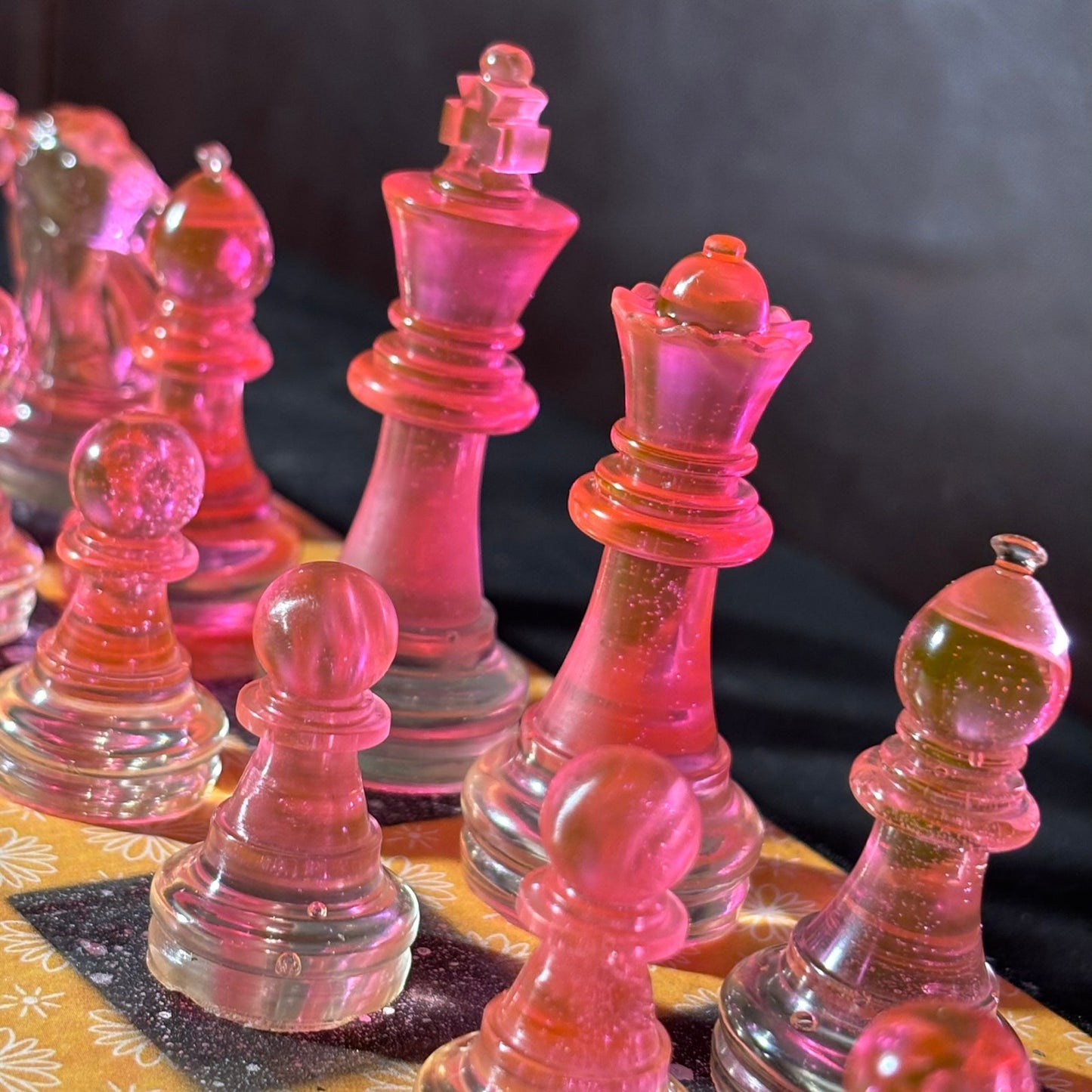 Yellow & Pink Vintage Pattern - Scrapbook Chess Set