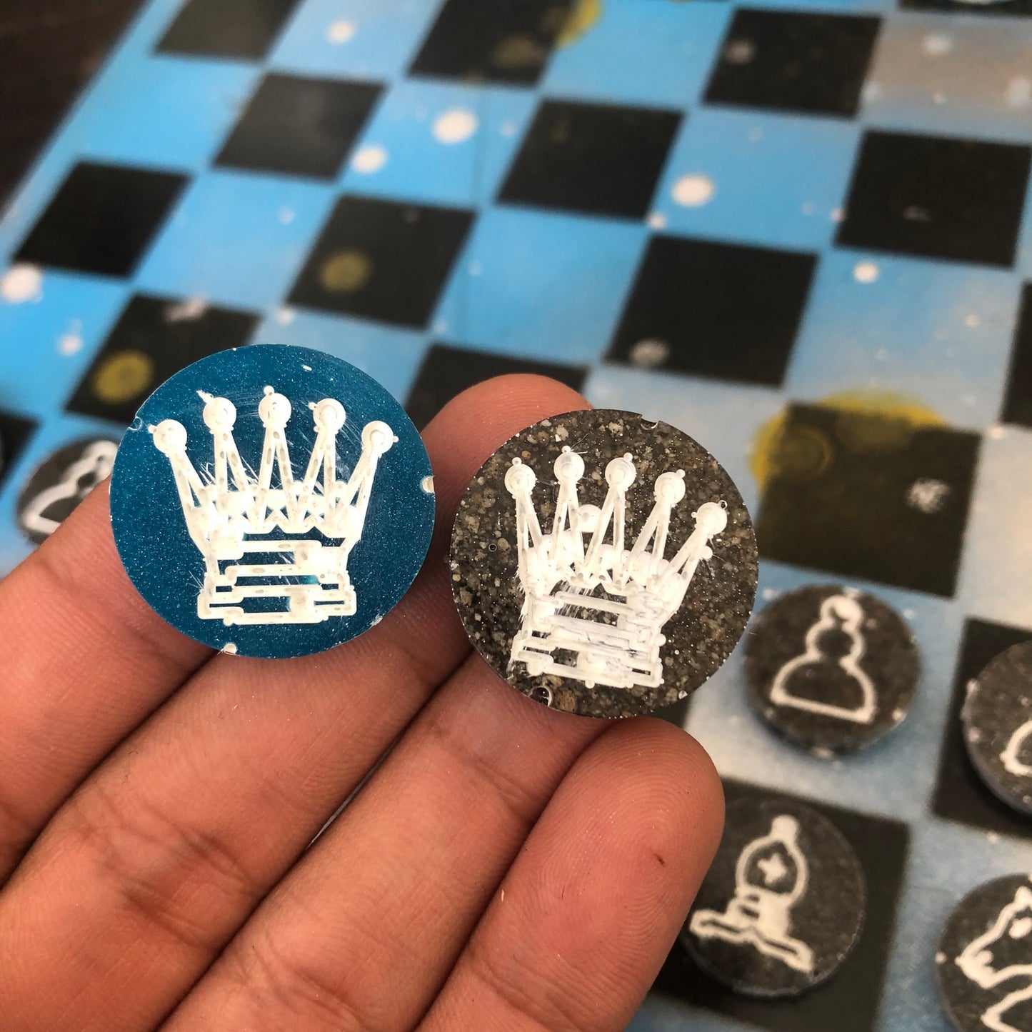 Cloudy Blue - Painted Chess Set