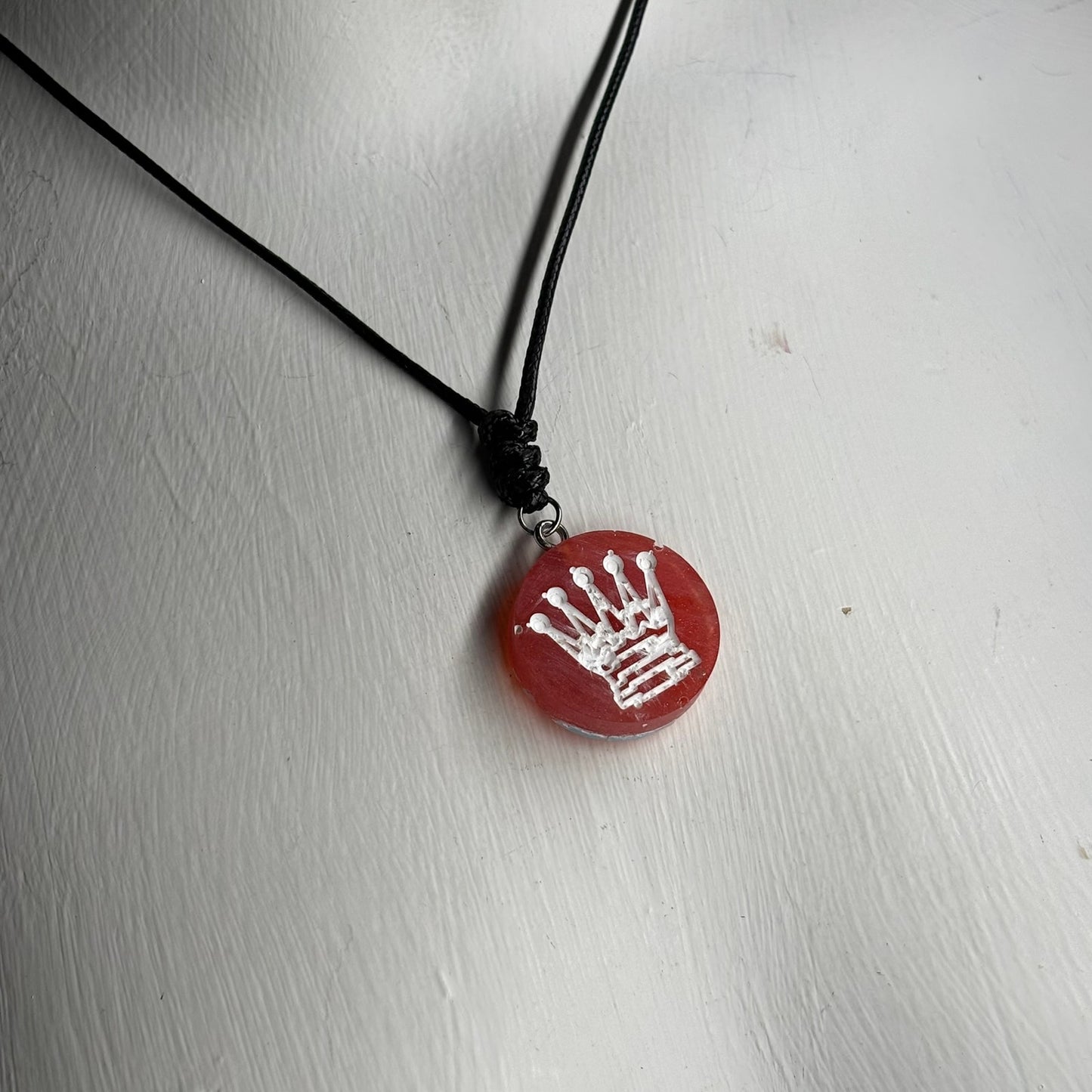Cherry Red Queen - Handmade Resin Chess Necklace