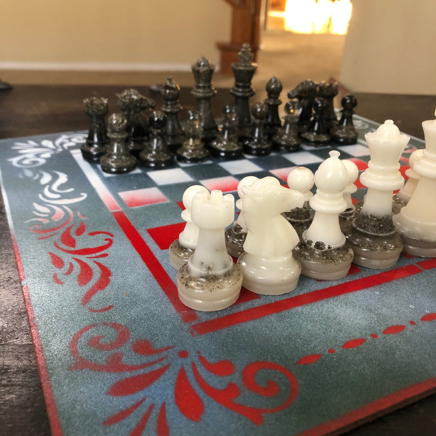 Royal Green & Blue - Painted Chess Set