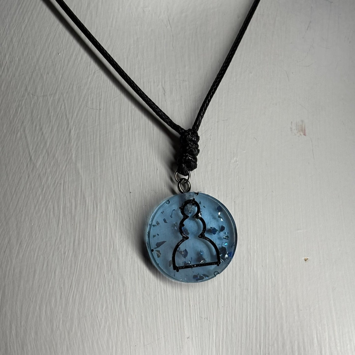 Translucent Blue Pawn - Handmade Resin Chess Necklace