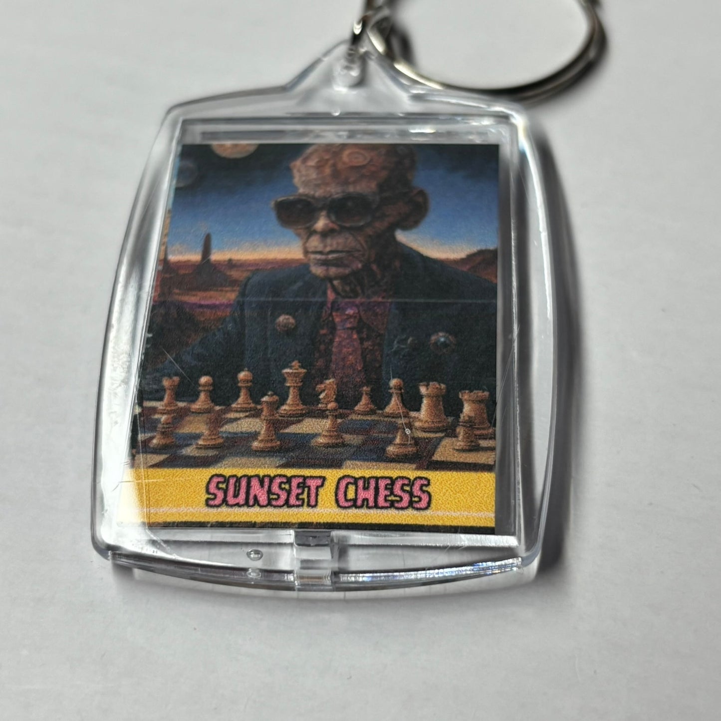Monster With Shades - Sunset Chess Photo Keychain
