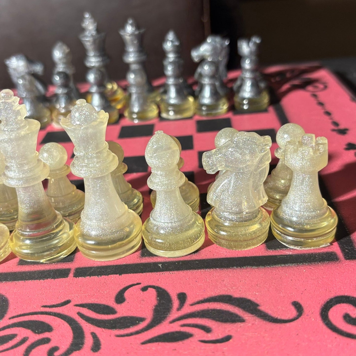 Pink & Black - Painted Chess Set