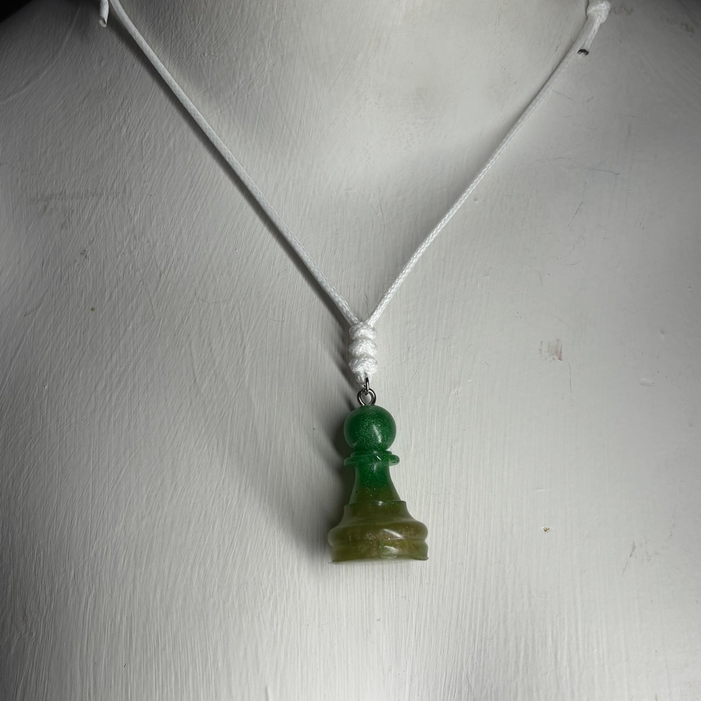 Simple Green Pawn - Handmade Resin Chess Necklace