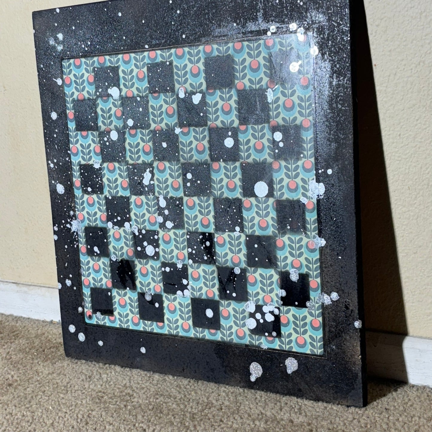 Green Orange Pattern - Large Scrapbook Chess Board