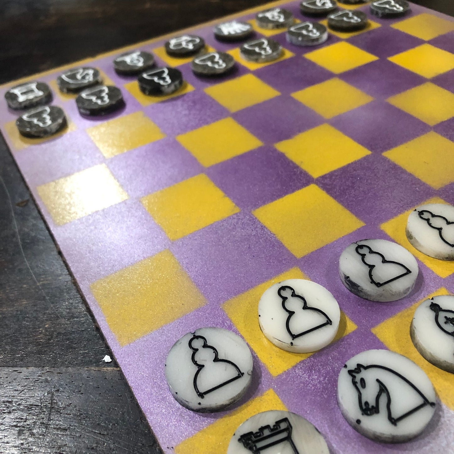 Purple Yellow Mist - Painted Chess Set