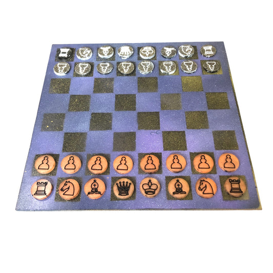 Purple Space - Painted Chess Set