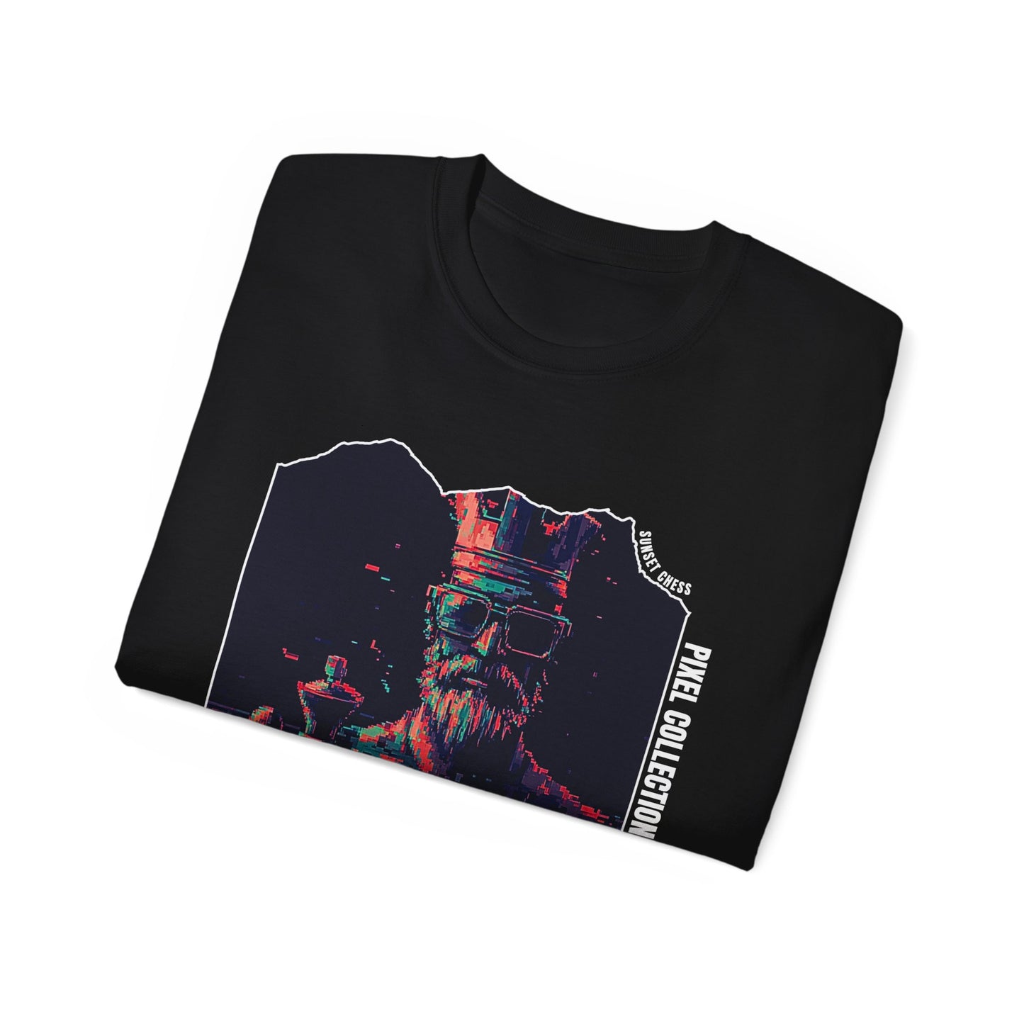 Neon Pixel King - Black Chess T Shirt