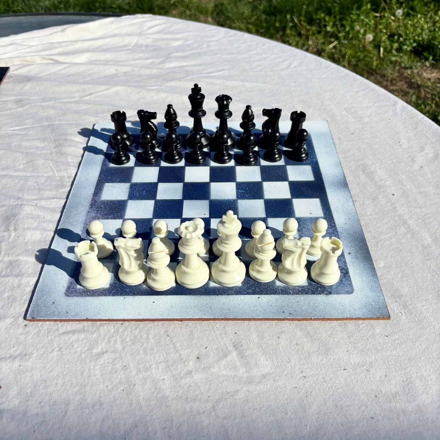 Simple Blue - Painted Chess Set