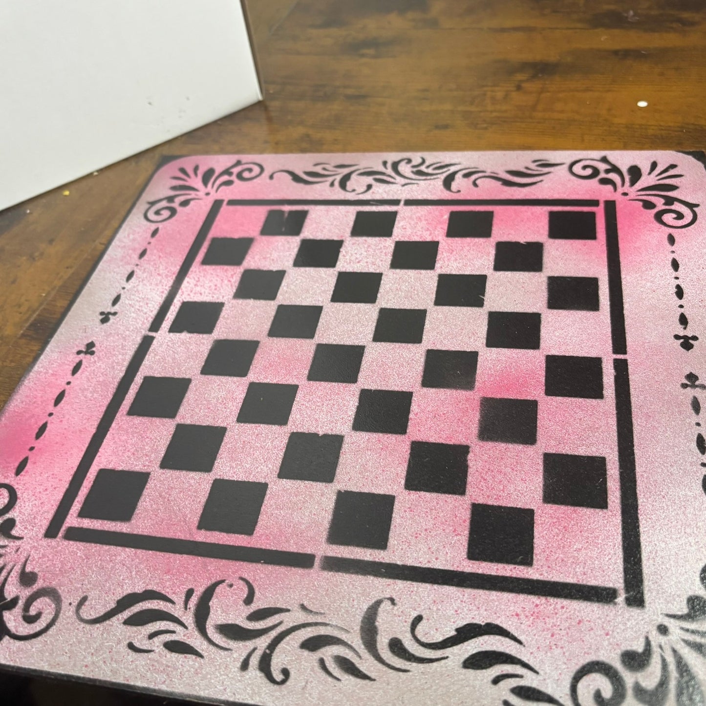 Pink Mist - Painted Chess Board