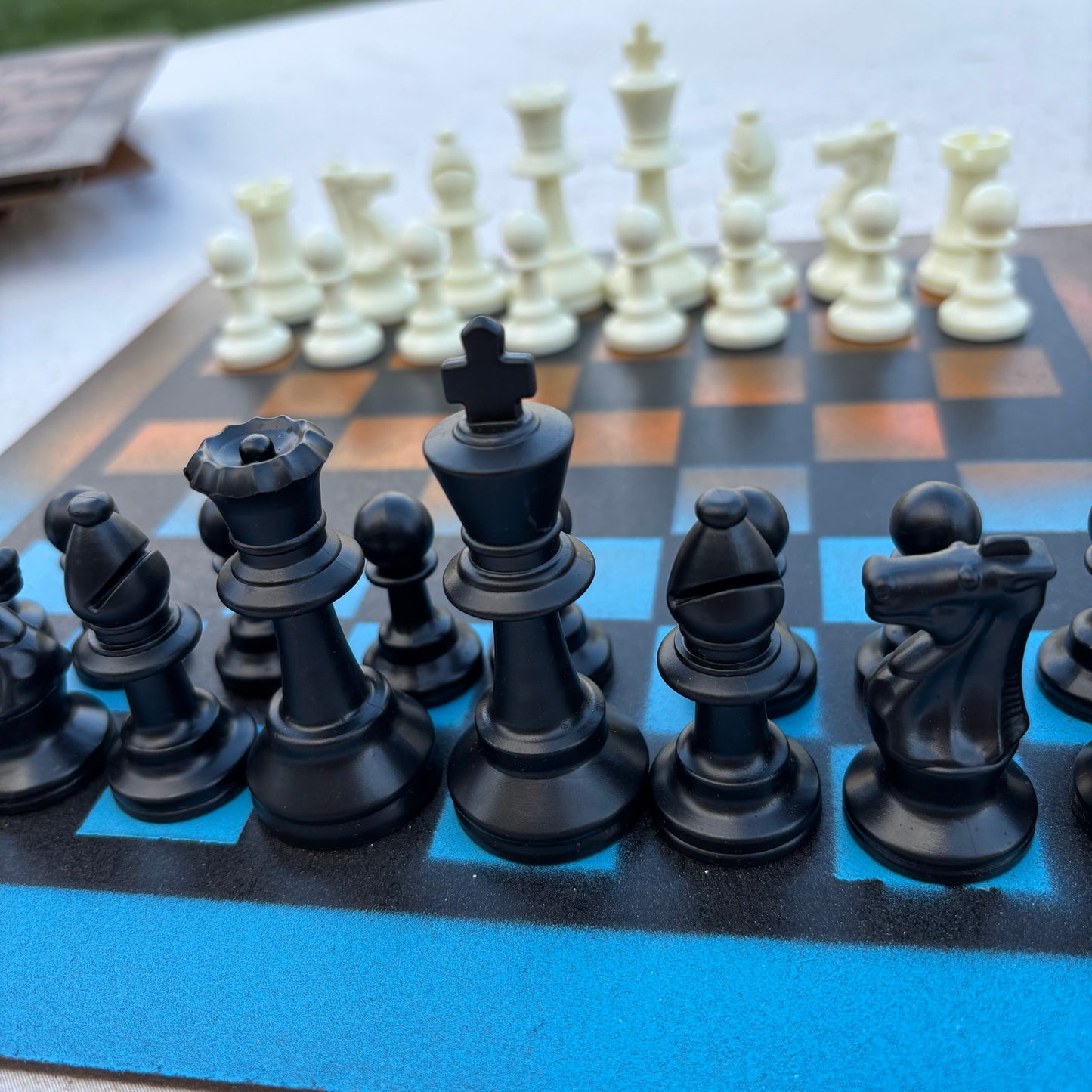 Simple Blue & Orange - Painted Chess Set