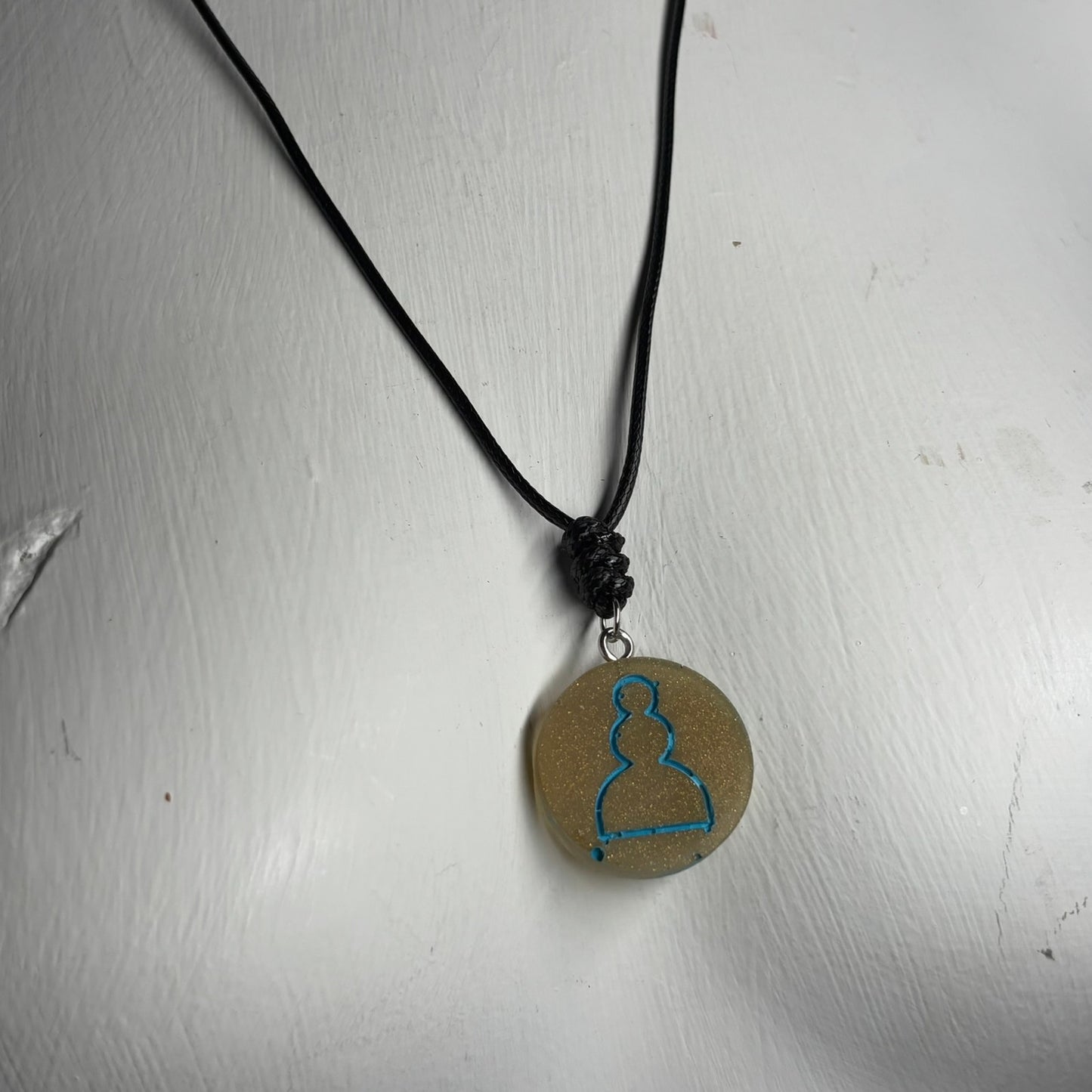 Cream Yellow Pawn - Handmade Resin Chess Necklace