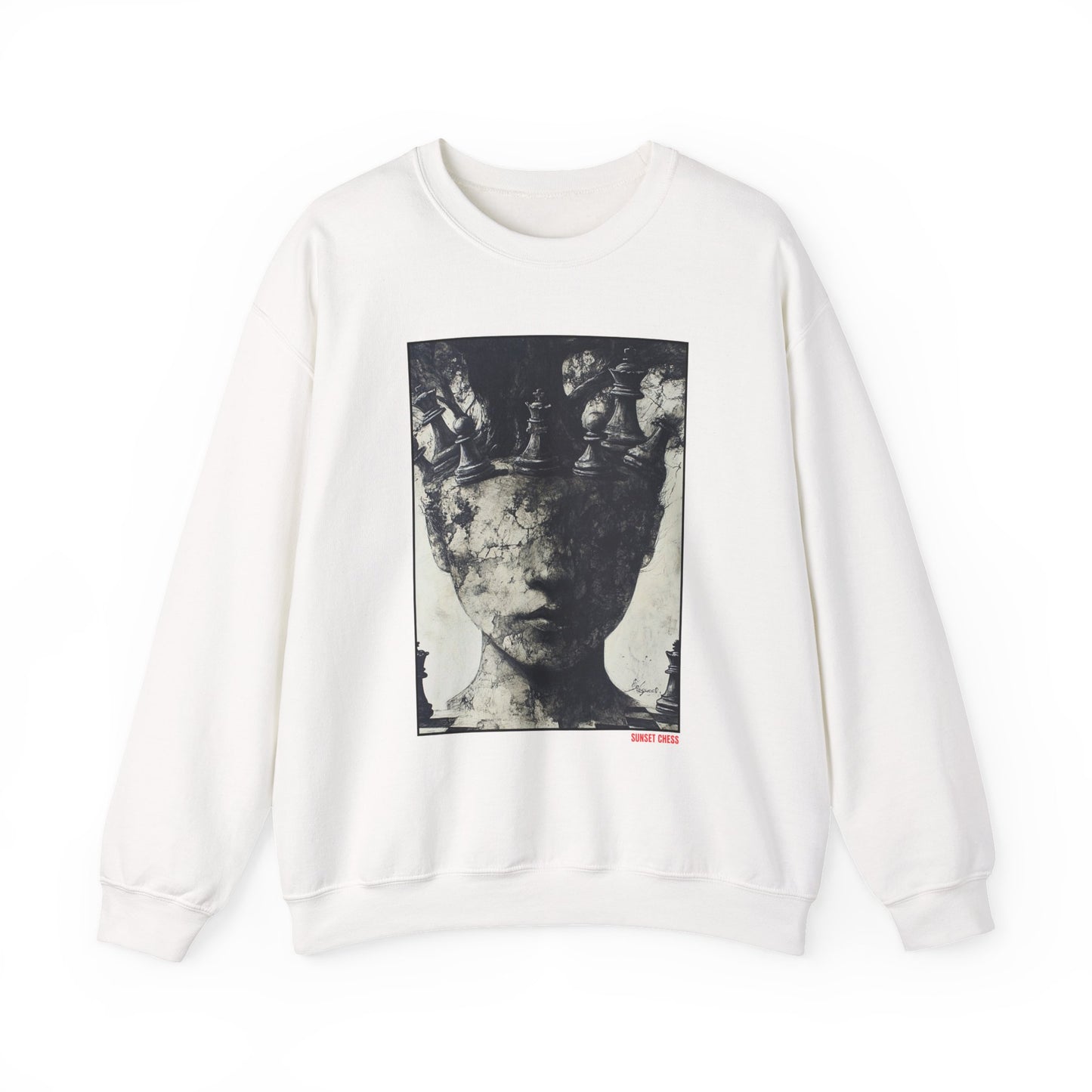 Chess Face - White Chess Crewneck Sweater