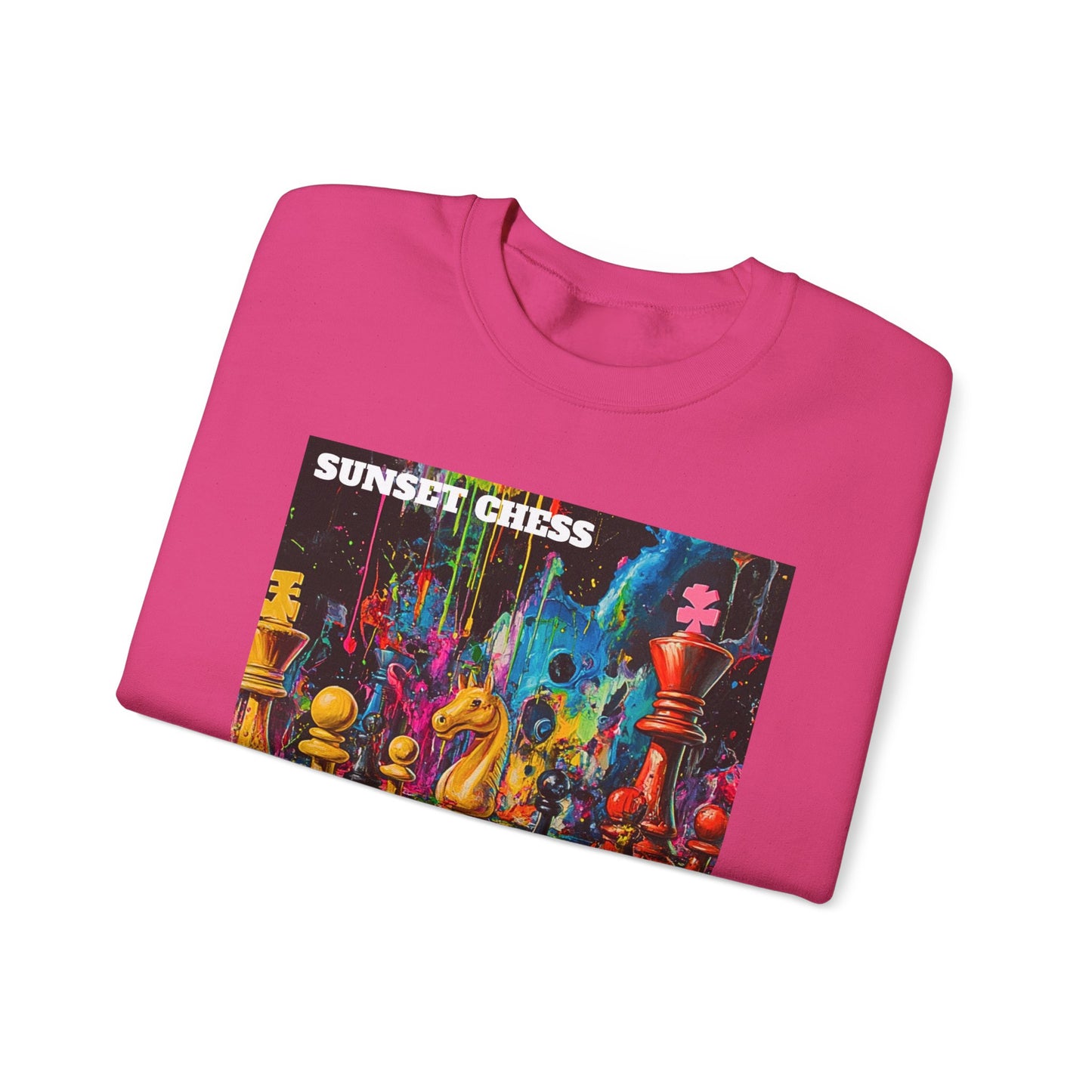 Rainbow Splatters - Pink Chess Crewneck Sweater