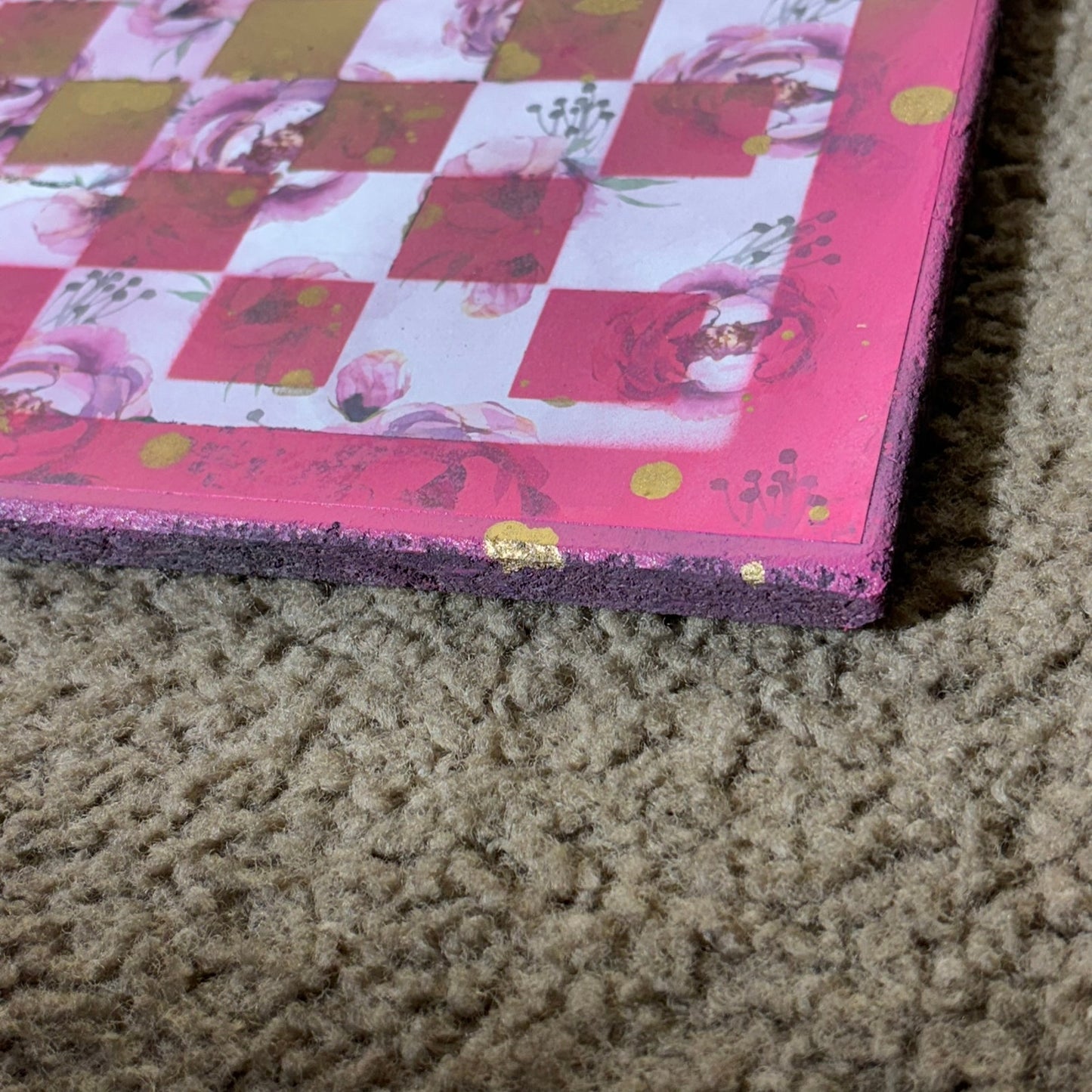 Gold Pink Lush - Scrapbook Chess Board